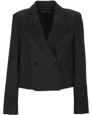 MAISON HOTEL Cropped Double-Breasted Blazer - Black