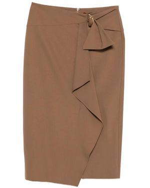 Max Mara Ruffled Buckle-Fastening Midi Skirt - Brown