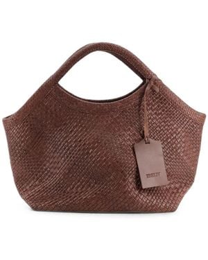 IBELIV Large Pure Interwoven Shoulder Bag - Brown