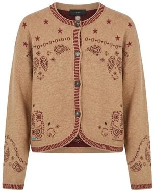 Alanui Bandana Jacquard Paisley-Intarsia Wool Cardigan - Brown