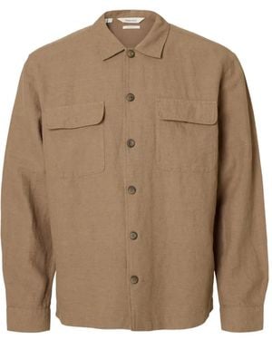 SELECTED Flap-Pocket Buttoned Overshirt - Natural