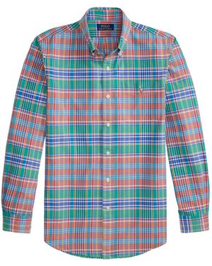 Polo Ralph Lauren Plaid-Pattern Logo-Embroidered Shirt - Blue