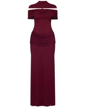 Chats by C.Dam Marlene Draped Shoulder-Cutout Maxi Dress - Purple