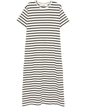 Jil Sander Striped Short Sleeve Dress - White