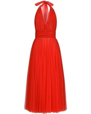 Dolce & Gabbana Tulle Halterneck Midi Dress - Red