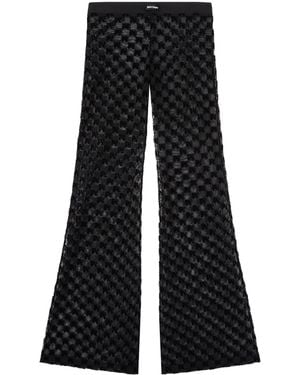 Palm Angels Semi-Sheer Monogram Flared Pants - Black
