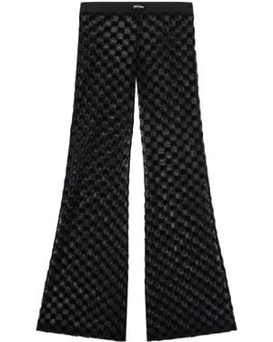 Palm Angels Semi-Sheer Monogram Flared Pants - Black