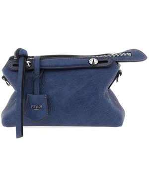 Fendi Foldover Leather Clutch Bag - Blue