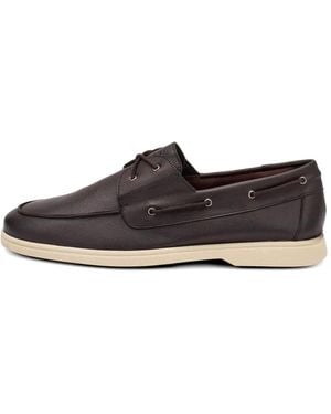 Frau Grained Leather Boat Shoes - White