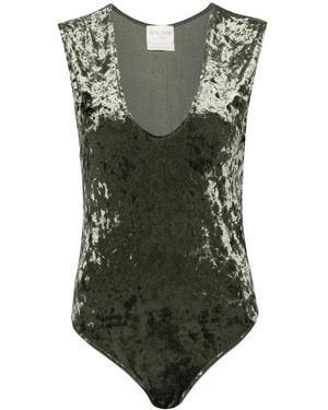 forte_forte Crushed-Velvet Bodysuit - Green
