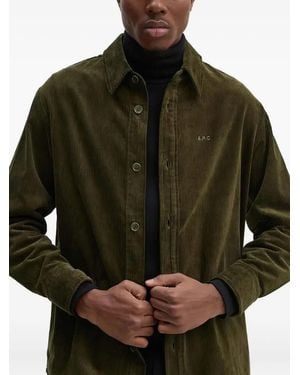 A.P.C. Chemise En Velours Côtelé À Logo Brodé - Gris