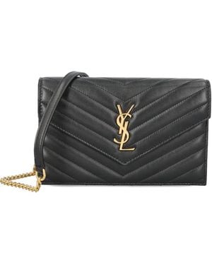 Saint Laurent Mini Cassandre Quilted Cross Body Bag - Grey