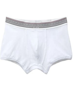 Versace Ribbed Cotton-Jersey Trunks - White