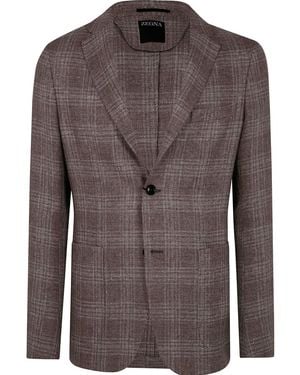 ZEGNA チェック ジャケット - ブラウン