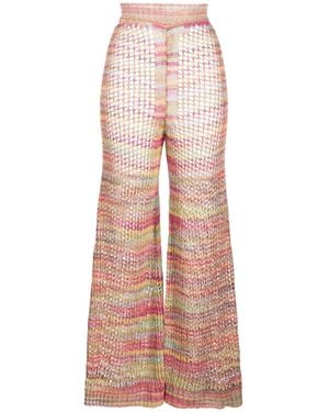 Laneus Flared Open-Knit Pants - Pink