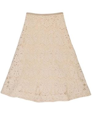 Incotex Floral-Lace A-Line Skirt - Natural