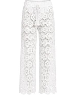 Seafolly Secret Garden Floral-Lace Trousers - White