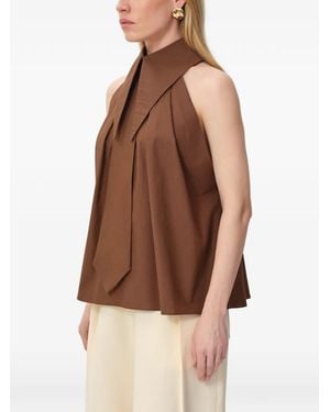 Concepto Sunlit Collar-Button Blouse - Brown