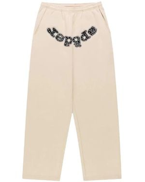 Sp5der Logo-Print Rhinestone-Embellished Track Trousers - White
