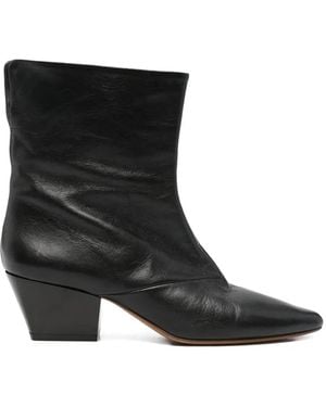 forte_forte Pointed-Toe Ankle Boots - Black