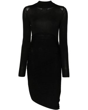 Philosophy Di Lorenzo Serafini Asymmetric Fine Knit Mini Dress - Black