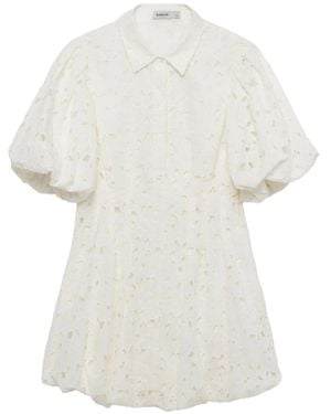 Jonathan Simkhai Cleo Puff-Sleeve Embroidered Mini Dress - White