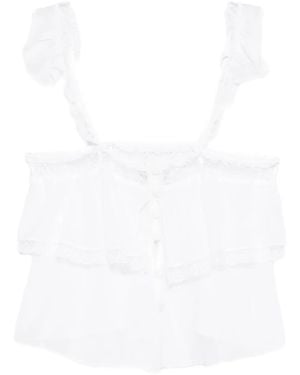 forte_forte Ruffle Lace Trim Top - White