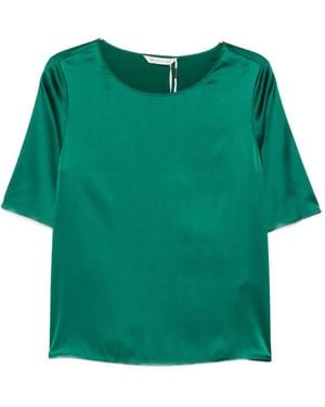 Max Mara Lasti Satin-Finish Short-Sleeve Blouse - Green