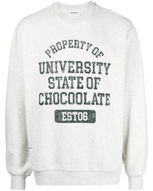 Chocoolate Logo-Print Mélange-Effect Sweatshirt - White