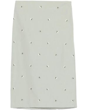 Rier Midi-Rok Met Geborduurde Bloemen - Wit