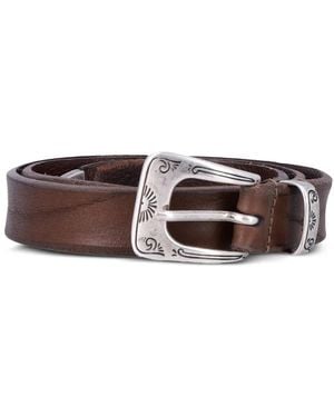 Mancini 1979 Ceinture En Cuir William À Boucle Gravée - White