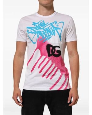 Dolce & Gabbana Graffiti-Print T-Shirt - Pink