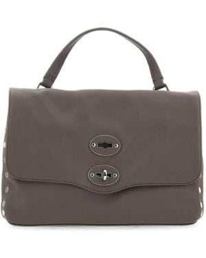 Zanellato Small Postina Stud-Embellished Leather Tote Bag - Grey