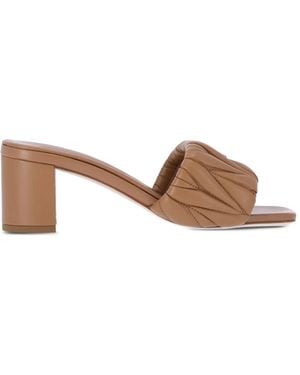 Miu Miu Matelassé Nappa Leather Slides - Brown