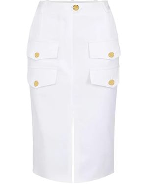 Elisabetta Franchi Gabardine Skirt With Flaps - White