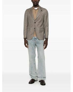 Lardini Prince Of Wales Check Single-Breasted Jacket - Gray