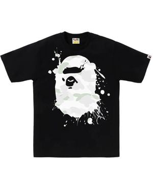 A Bathing Ape Farbklecks-T-Shirt mit Camouflage-Print - Schwarz