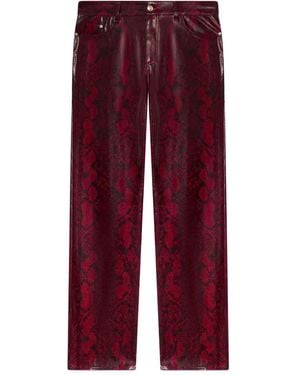 Gcds Split Hem Snakeskin Trousers - Red