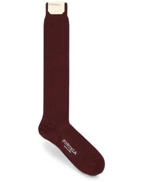 Fortela Elashort Lisle Ribbed Socks - Red