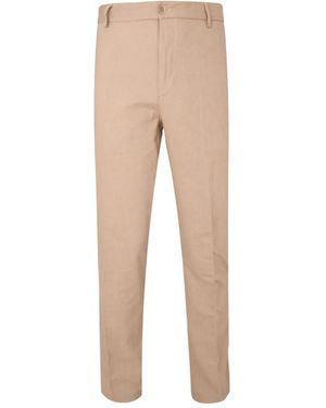 120% Lino Pantalones con botones - Neutro