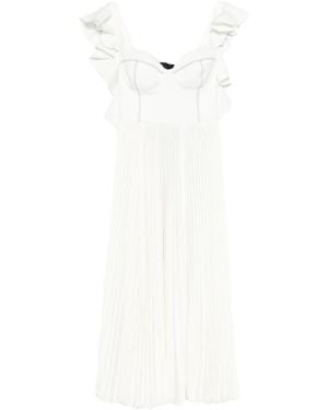 Parlor Ruffled Pleated Midi Dress - White