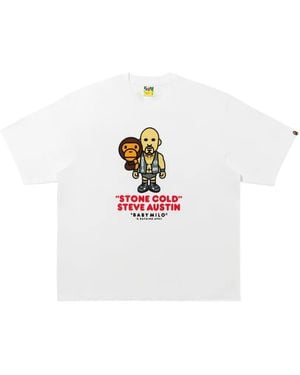 A Bathing Ape Camiseta Stone Cold Steve Austin De X Wwe - Blanco