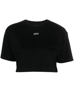 Off-White c/o Virgil Abloh Cropped T-Shirt With Logo - Black
