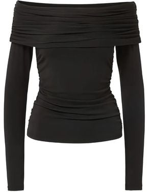Veronica Beard Off-Shoulder Ruched Top - Black