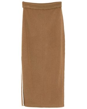 CUDDLEUP Knitted Maxi Skirt - Brown