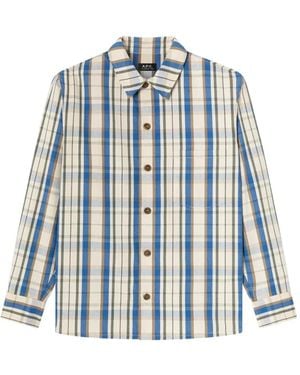 A.P.C. Nathan Check-Print Jacket - Blue