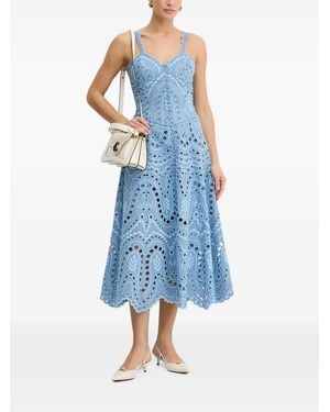 Charo Ruiz Solace Broderie-Anglaise Scalloped-Trim Dress - Blue