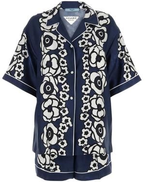 Prada Floral-Print Short Pyjamas - Blue