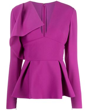 Elie Saab Drapiertes Oberteil Mit Schößchen - Lila