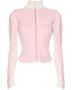 Balenciaga Zip-Up Logo-Embroidered Jumper - Pink